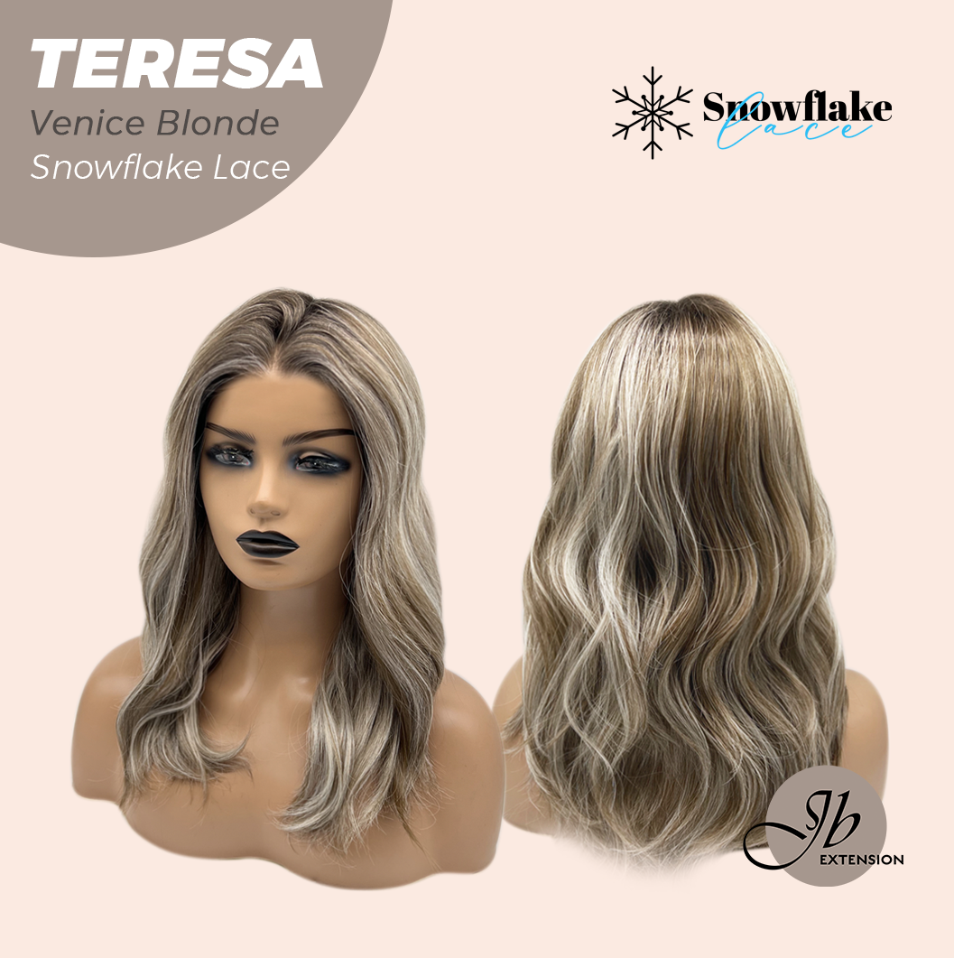 JBEXTENSION 18 Inches Venice Blonde Pre-Cut Snowflake Lace Frontlace Glueless Wig TERESA VENICE BLONDE【PERMATEASE】【BENDY EAR TABS】