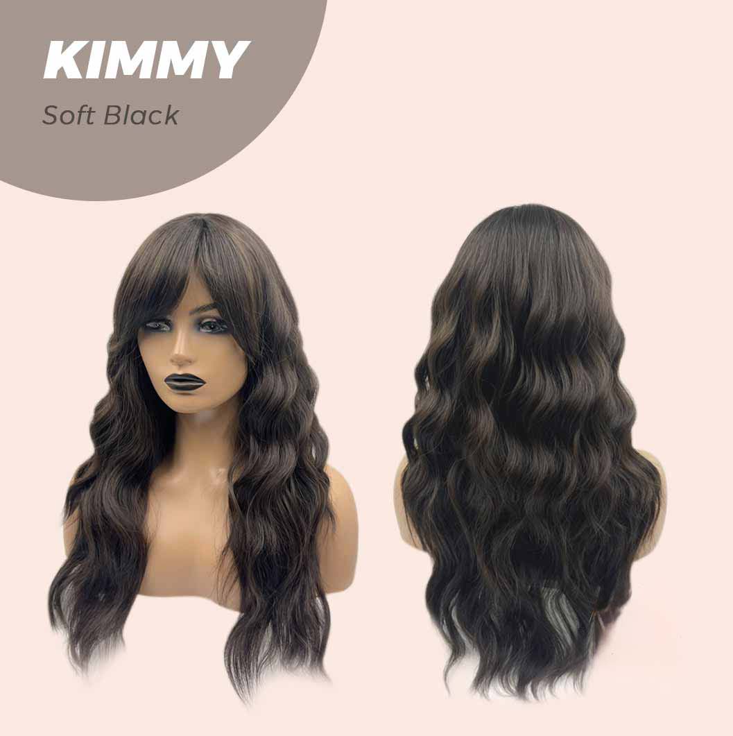 JBEXTENSION 24 Inches Soft Black Body Wave With Bangs Wig KIMMY SOFT BLACK