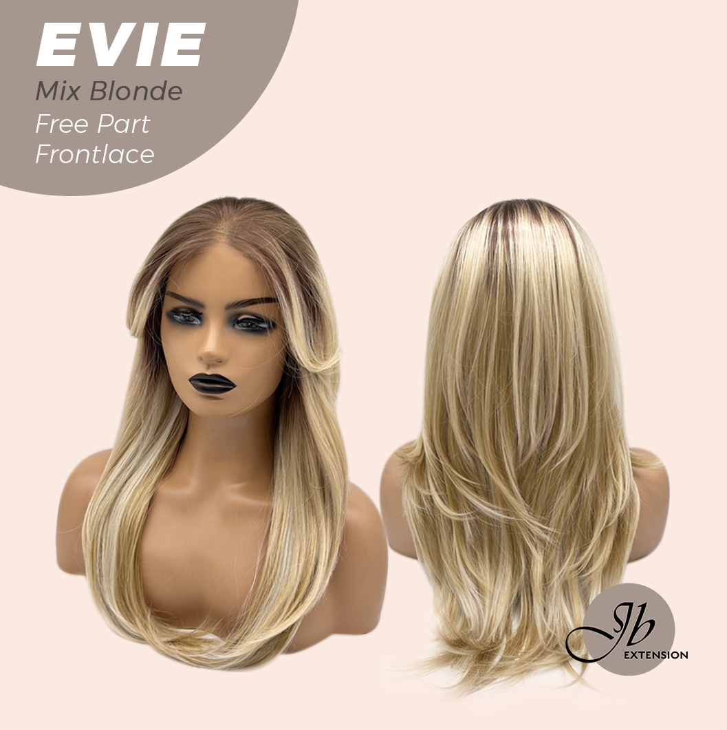 JBEXTENSION 22 Inches Mix Blonde Pre-Cut Free Part Frontlace Glueless Wig EVIE MIX BLONDE