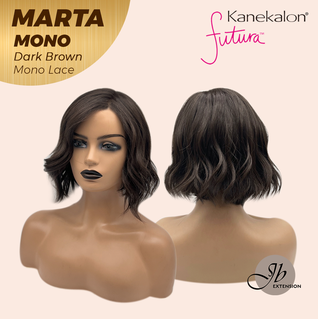 JBEXTENSION MARTA MONO DARK BROWN Monofilament Handmade Wig 6X5 Full Monofilament Hand Tied Top Wig 10 Inches Dark Brown Mono Lace Handmade Futura Fiber Wig With Anti-slip Silicone Strips Glueless Wig MARTA MONO DARK BROWN【BENDY EAR TABS】