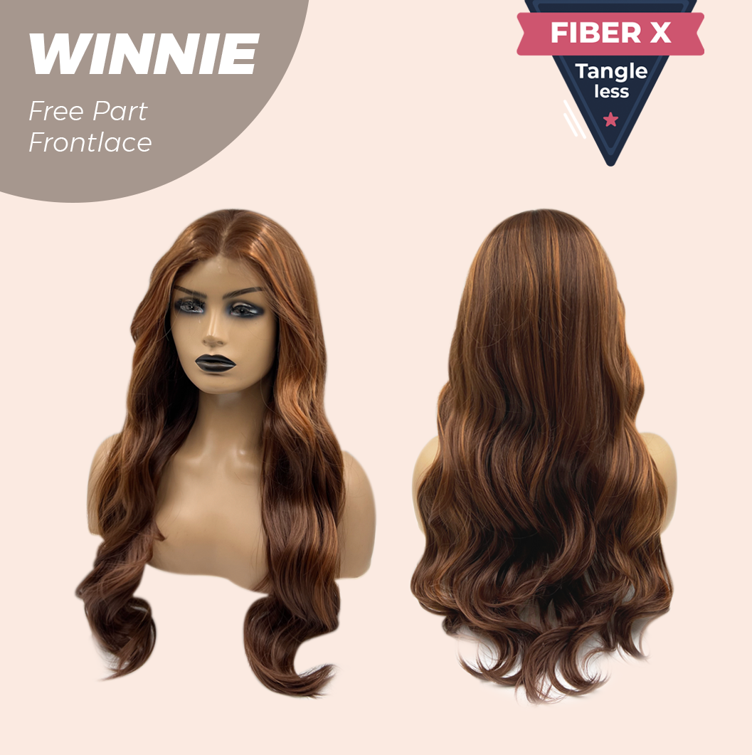 Nichole's Selection -  26 Inches Copper Curly Fiber X, Tangle Less Pre-Cut Free Part Frontlae Glueless Wig WINNIE