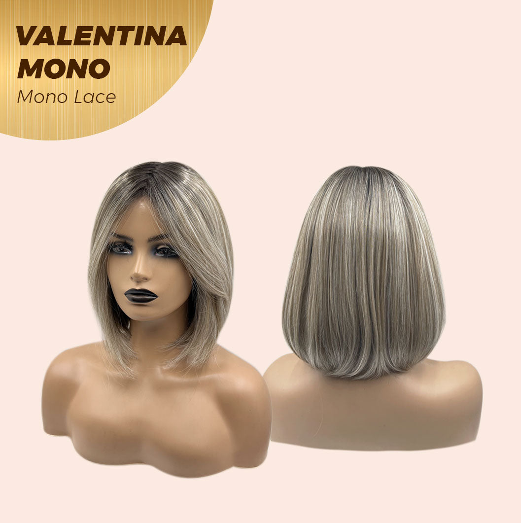 JBEXTENSION VALENTINA MONO Monofilament Handmade Wig 6X5 Full Monofilament Hand Tied Top Wig 12 Inches Ombre Brown Full Mono Lace Wig With Anti-slip Silicone Strips Glueless Wig VALENTINA MONO【BENDY EAR TABS】