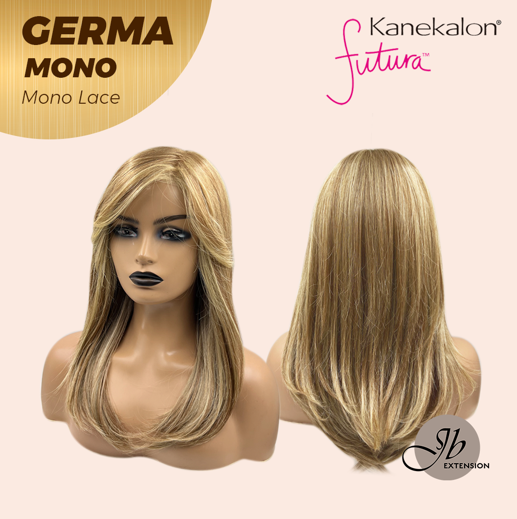 JBEXTENSION GERMA MONO Full Monofilament Handmade Full Lace Full Hand Tied Wig 20 Inches Honey Blonde Mono Lace Handmade Futura Fiber Wig Glueless Wig GERMA MONO【BENDY EAR TABS】