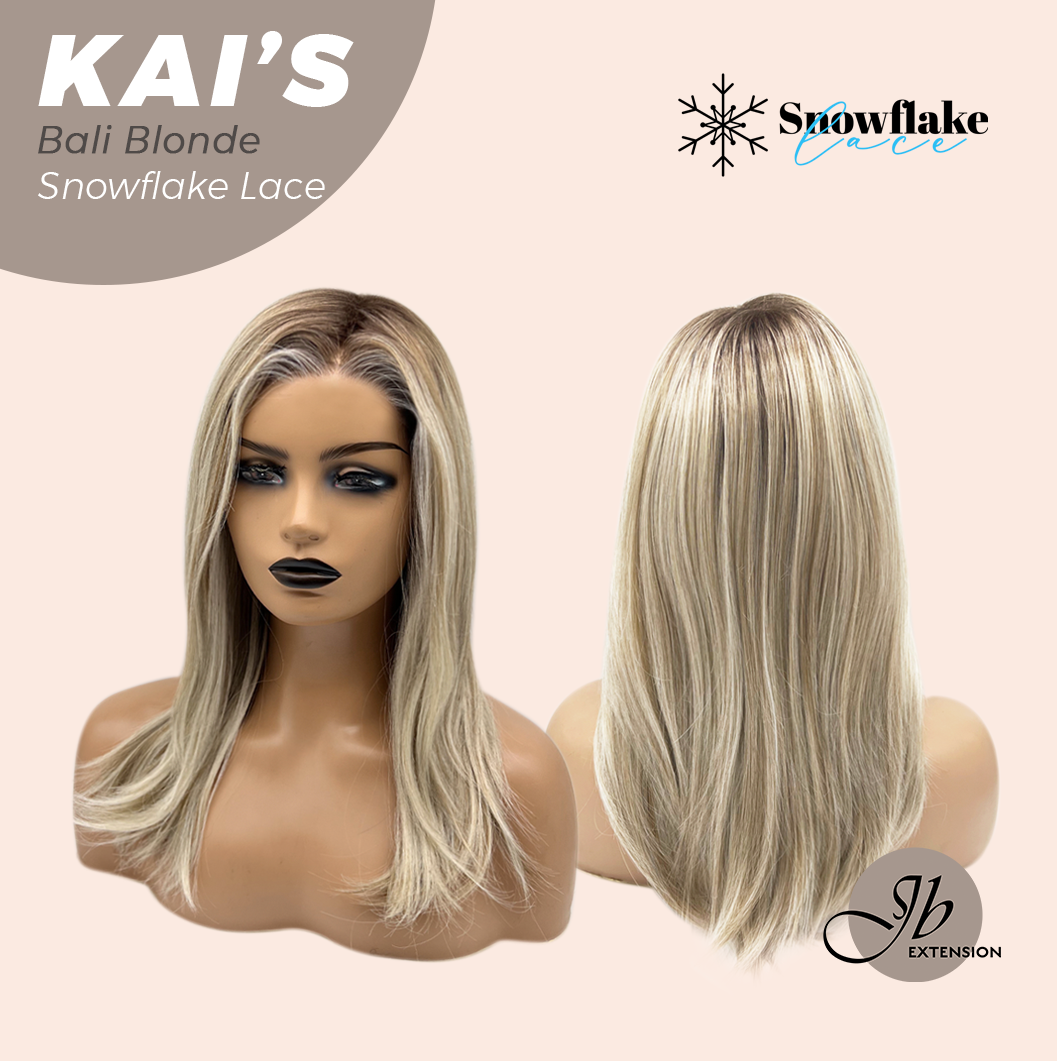 JBEXTENSION 18 Inches Bali Blonde Pre-Cut Snowflake Lace Frontlace Glueless Wig KAI'S BALI BLONDE【PERMATEASE】【BENDY EAR TABS】