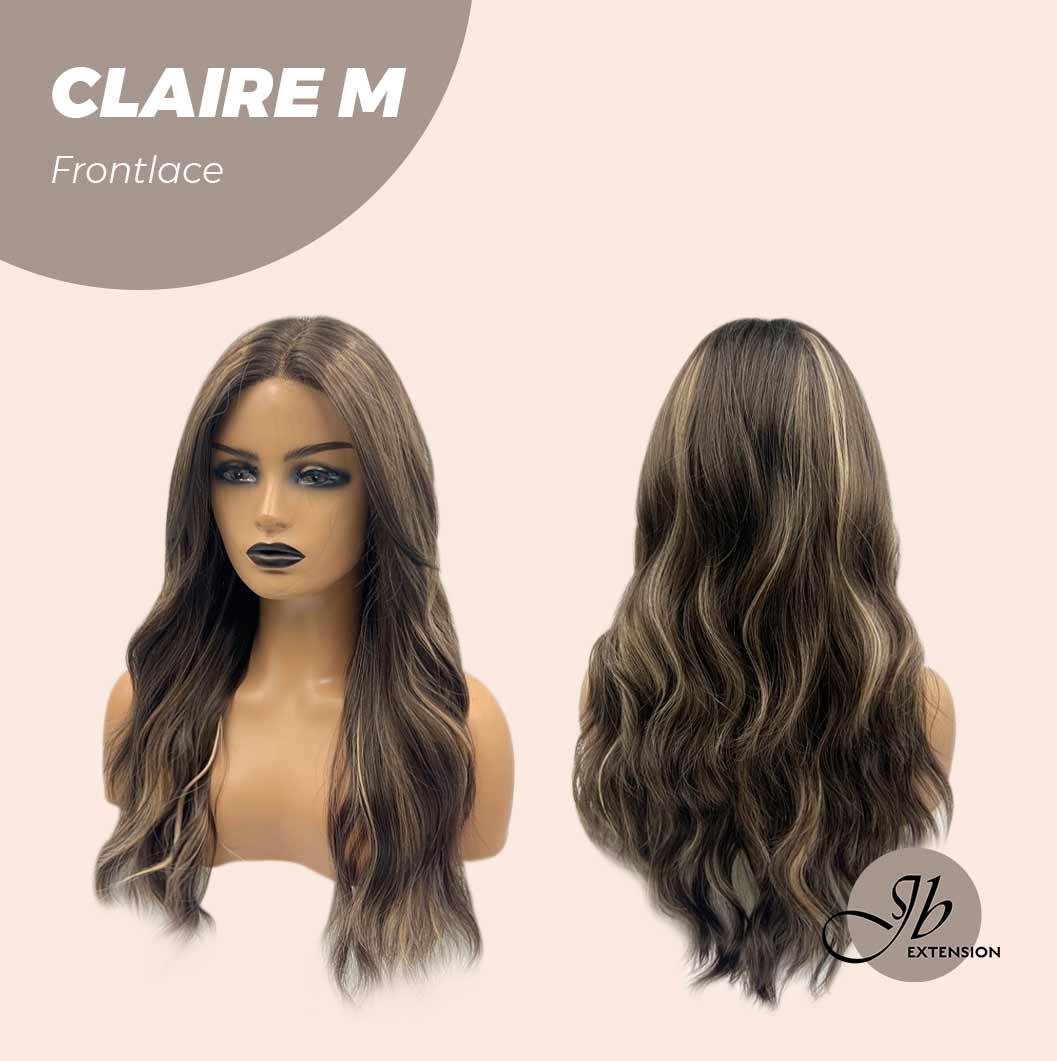 Nichole's Selection - 22 Inches Body Wave Brown With Highlight Pre-Cut Frontlace Glueless Wig CLAIRE LACE M
