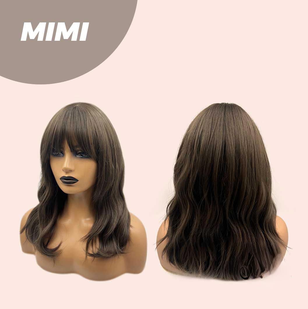 JBEXTENSION 18 Inches Cold Brown Body Wave With Full Bangs Wig MIMI