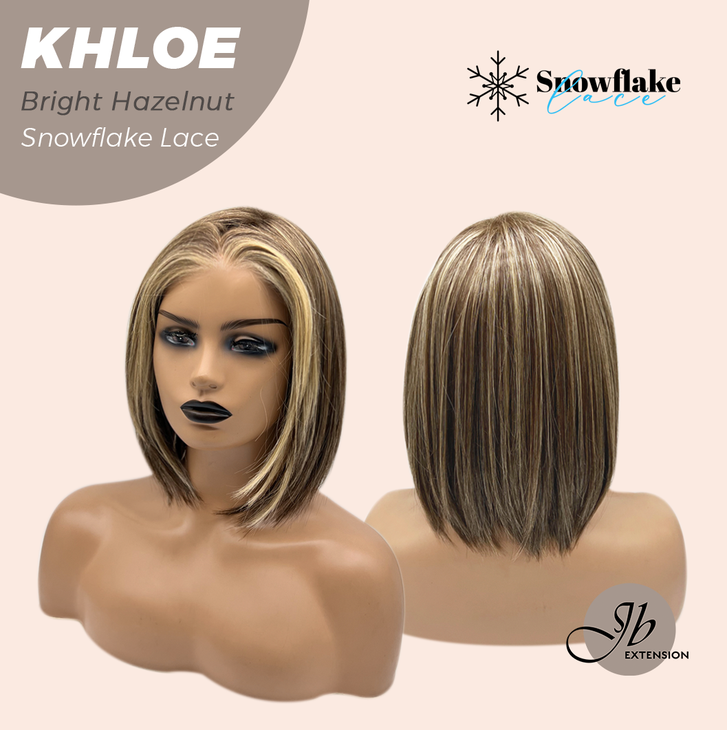 JBEXTENSION 12 Inches Bob Cut Bright Hazelnut Pre-Cut Snowflake Lace Frontlace Glueless Wig KHLOE BRIGHT HAZELNUT【PERMATEASE】【BENDY EAR TABS】