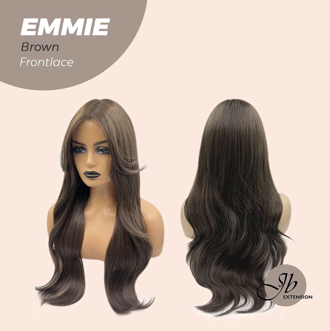 Nichole's Selection - 26 Inches Curly Women Cold Brown Wig Pre-Cut Frontlace Glueless Wig EMMIE BROWN