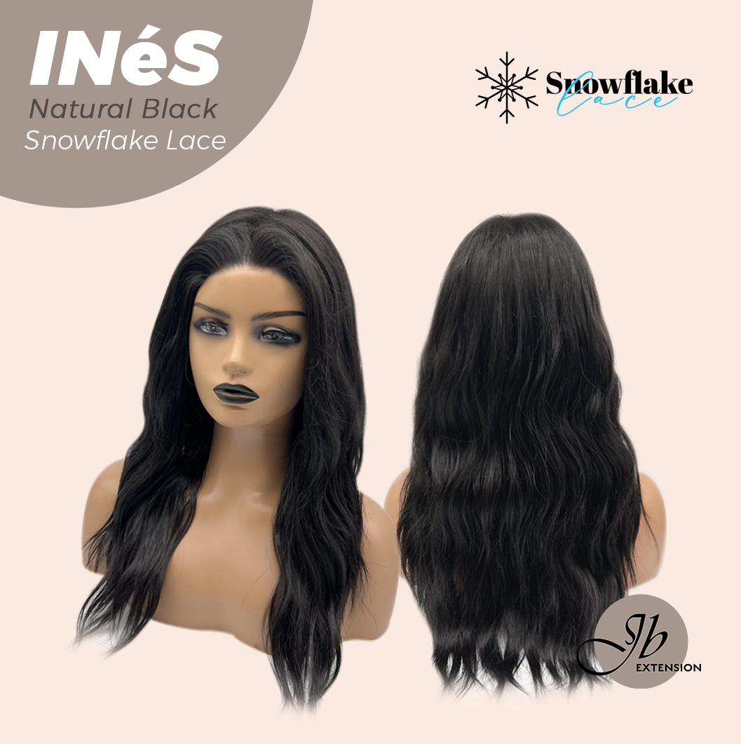 JBEXTENSION 22 Inches Natural Black Pre-Cut Snowflake Lace Frontlace Glueless Wig INéS NATURAL BLACK【PERMATEASE】【BENDY EAR TABS】