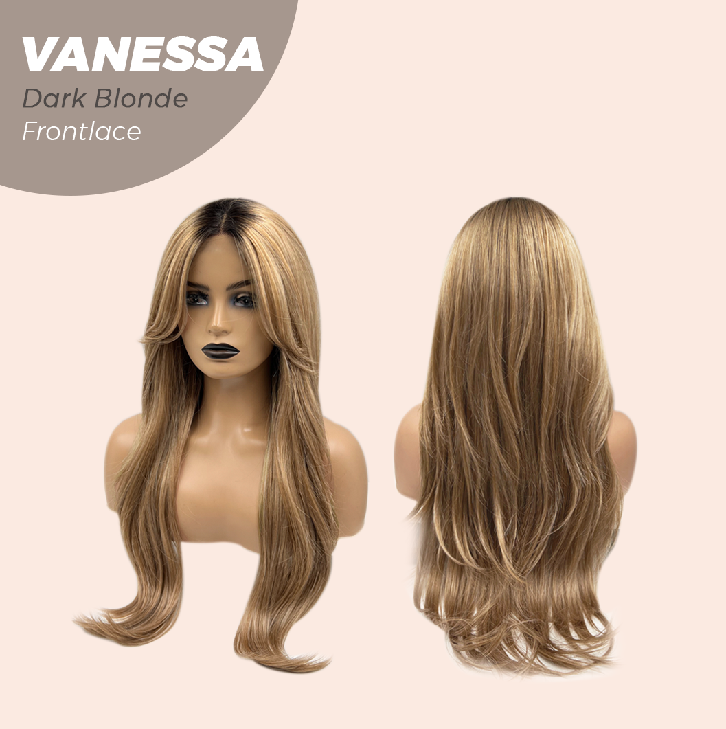 JBEXTENSION 26 Inches Curly Dark Blonde Pre-Cut Frontlace Wig VANESSA DARK BLONDE