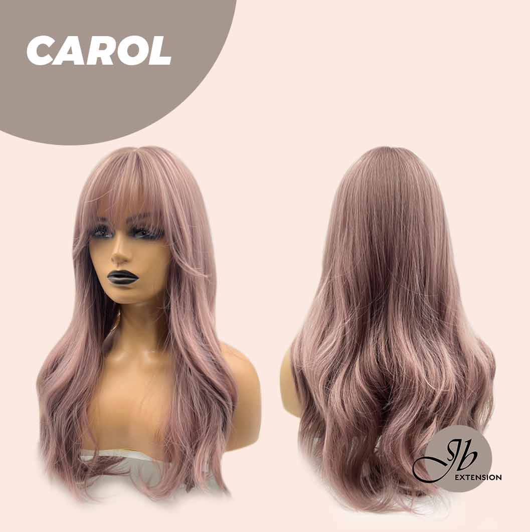 JBEXTENSION 22 Inches Smoke Pink Curly Wig With Bangs CAROL