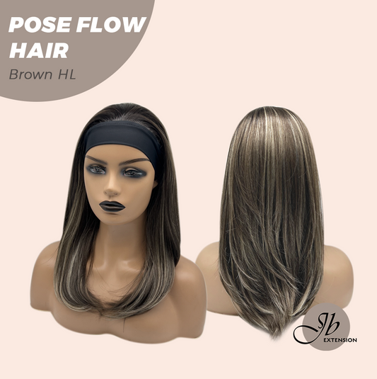 JBEXTENSION 18 Inches Brown with Highlight Headband Wig POSE FLOW HAIR - BROWN HIGHLIGHT