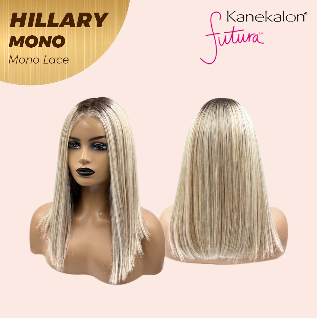 JBEXTENSION HILLARY MONO Monofilament Handmade Wig 6X5 Full Monofilament Hand Tied Top Wig 16 Inches Blonde With Dark Root Straight Mono Lace Wig With Anti-slip Silicone Strips Glueless Wig Hillary Mono【BENDY EAR TABS】