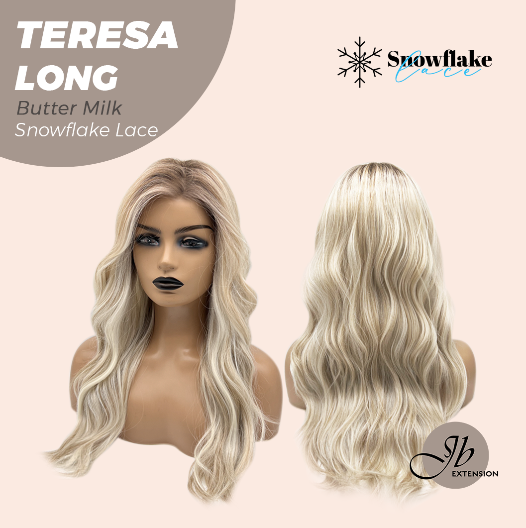 JBEXTENSION 22 Inches Long Butter Milk Pre-Cut Snowflake Lace Frontlace Glueless Wig TERESA LONG BUTTER MILK【PERMATEASE】【BENDY EAR TABS】