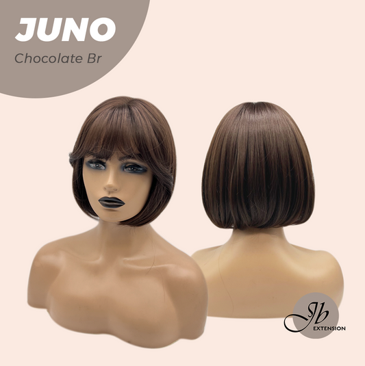 JBEXTENSION 10 Inches Short Chocolate Brown Wig with Bangs JUNO