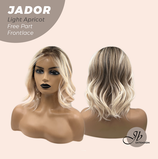 JBEXTENSION 10 Inches Light Apricot Curly Lace Front Wig.Pre Plucked 13*3 HD Transparent Lace Frontal Handmade Futura Fiber Swiss Lace Synthetic Fiber Glueless Wig JADOR LIGHT APRICOT