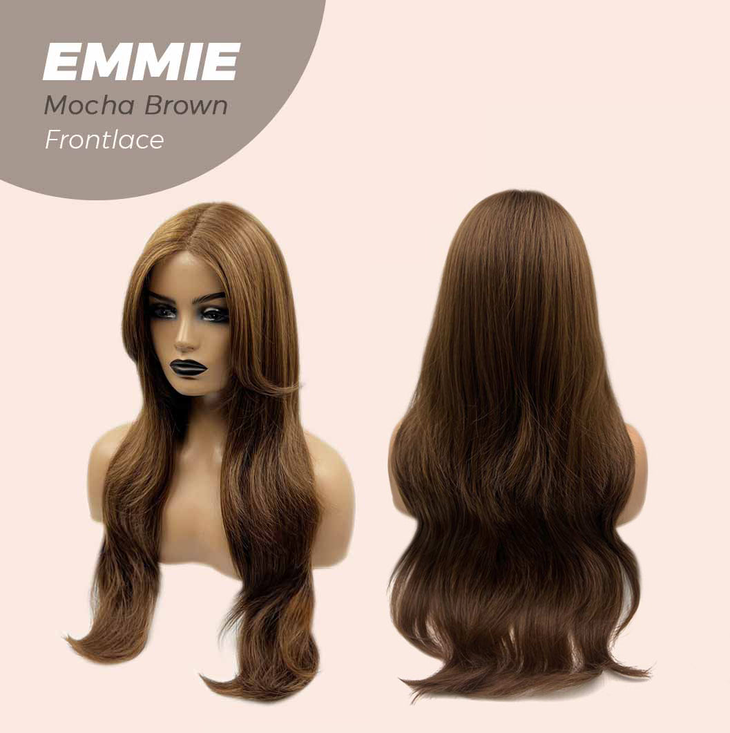 Get the look with our Pre-Cut Frontlace Glueless Wig EMMIE MOCHA BROWN