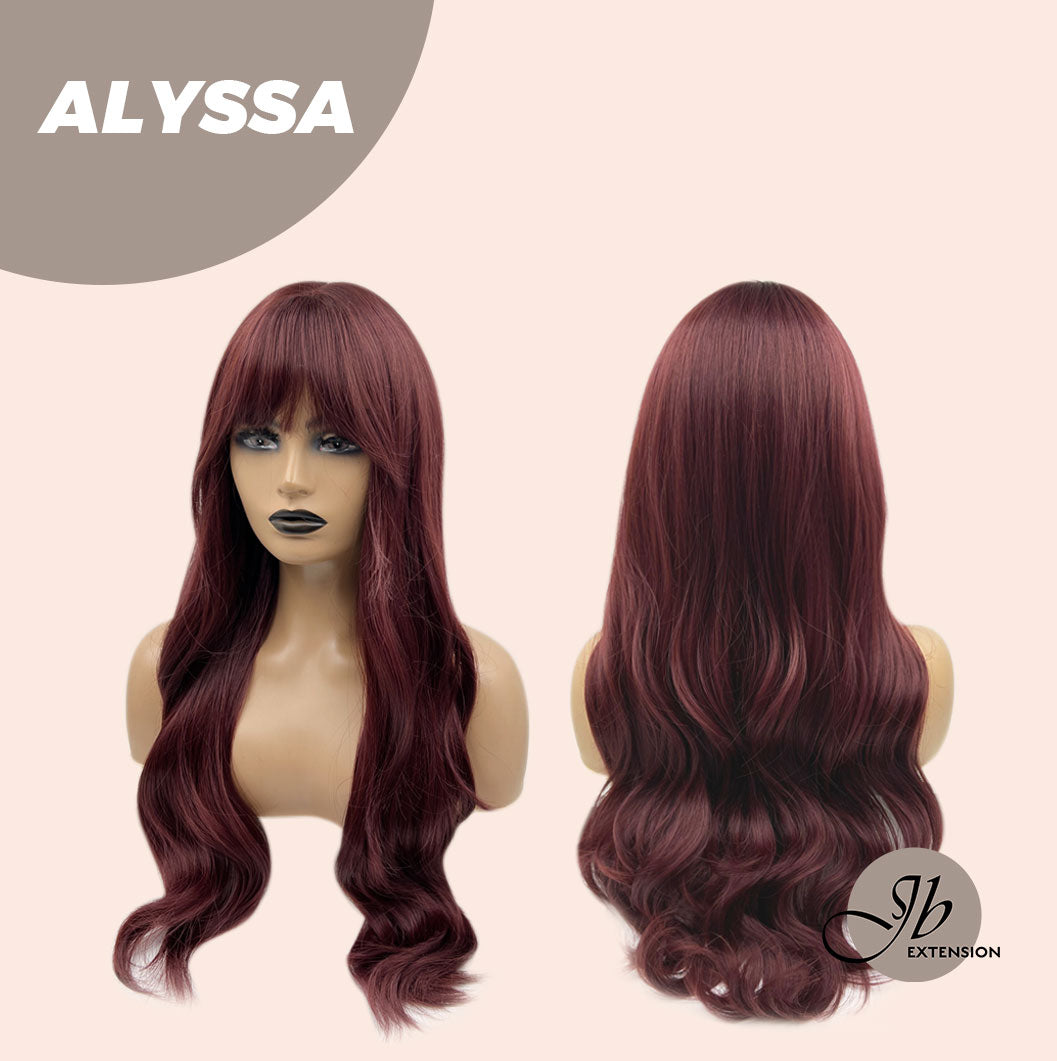JBEXTENSION 25 Inches Red Curly Fashion Wig With Full Bangs ALYSSA