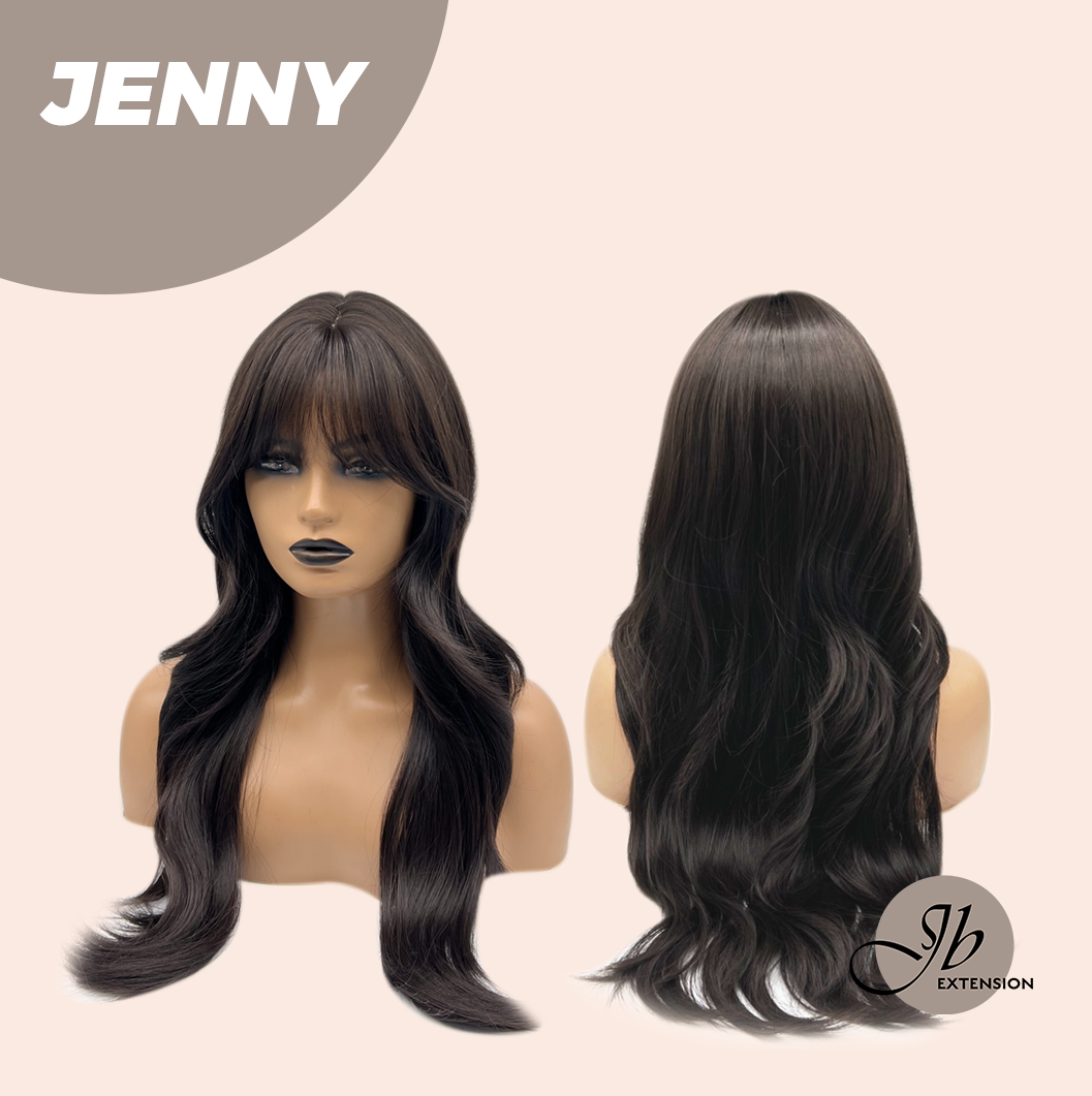 JBEXTENSION 25 Inches Midnight Brown( Black/Brown) Curly Wig with Bangs JENNY