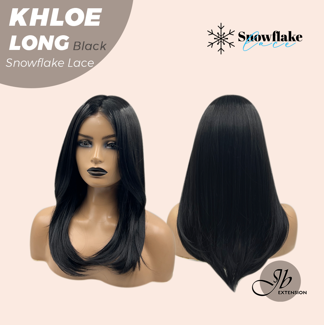 HOT OF SEASON - 18 Inches Black Pre-Cut Snowflake Lace Frontlace Glueless Wig KHLOE LONG BLACK【PERMATEASE】【BENDY EAR TABS】