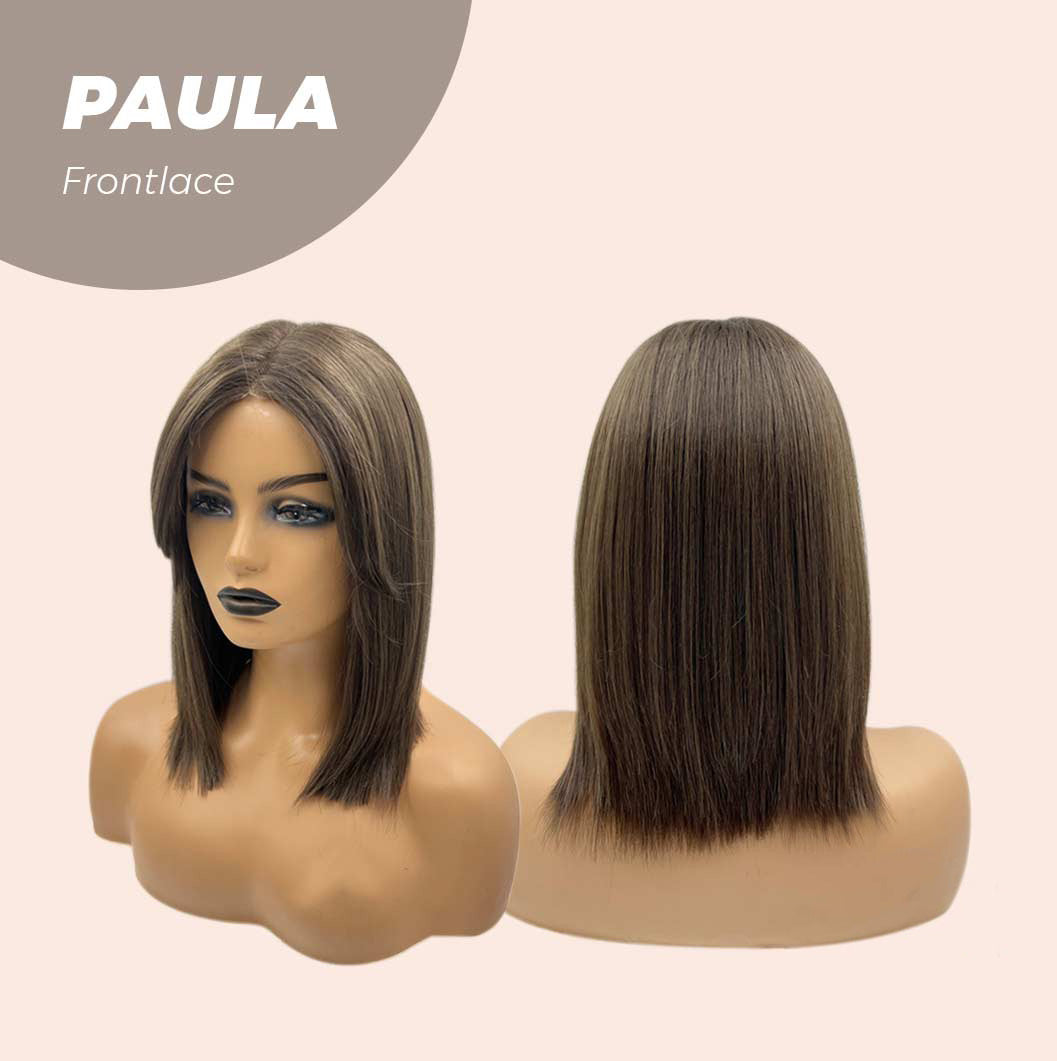 JBEXTENSION 12 Inches Bob Cut Cold Brown Straight Pre-Cut Frontlace Glueless Wig PAULA