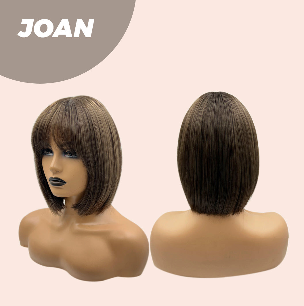 JBEXTENSION 10 Inches Bob Cut Nature Brown Wig With Bangs JOAN