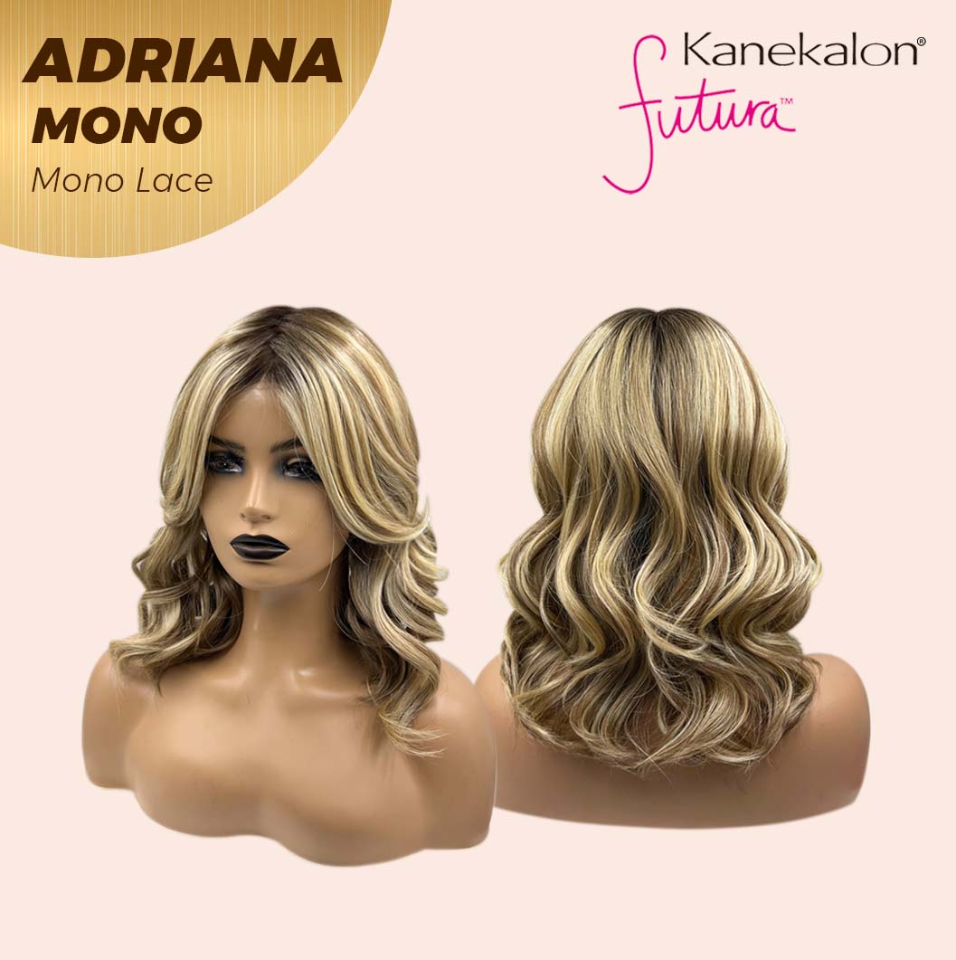 [PRE-ORDER] JBEXTENSION ADRIANA MONO Full Monofilament Handmade Full Lace Full Hand Tied Wig 14 Inches Blonde With Dark Root Wave Mono Lace Handmade Futura Fiber Wig With Anti-slip Silicone Strips Glueless Wig Adriana Mono【BENDY EAR TABS】
