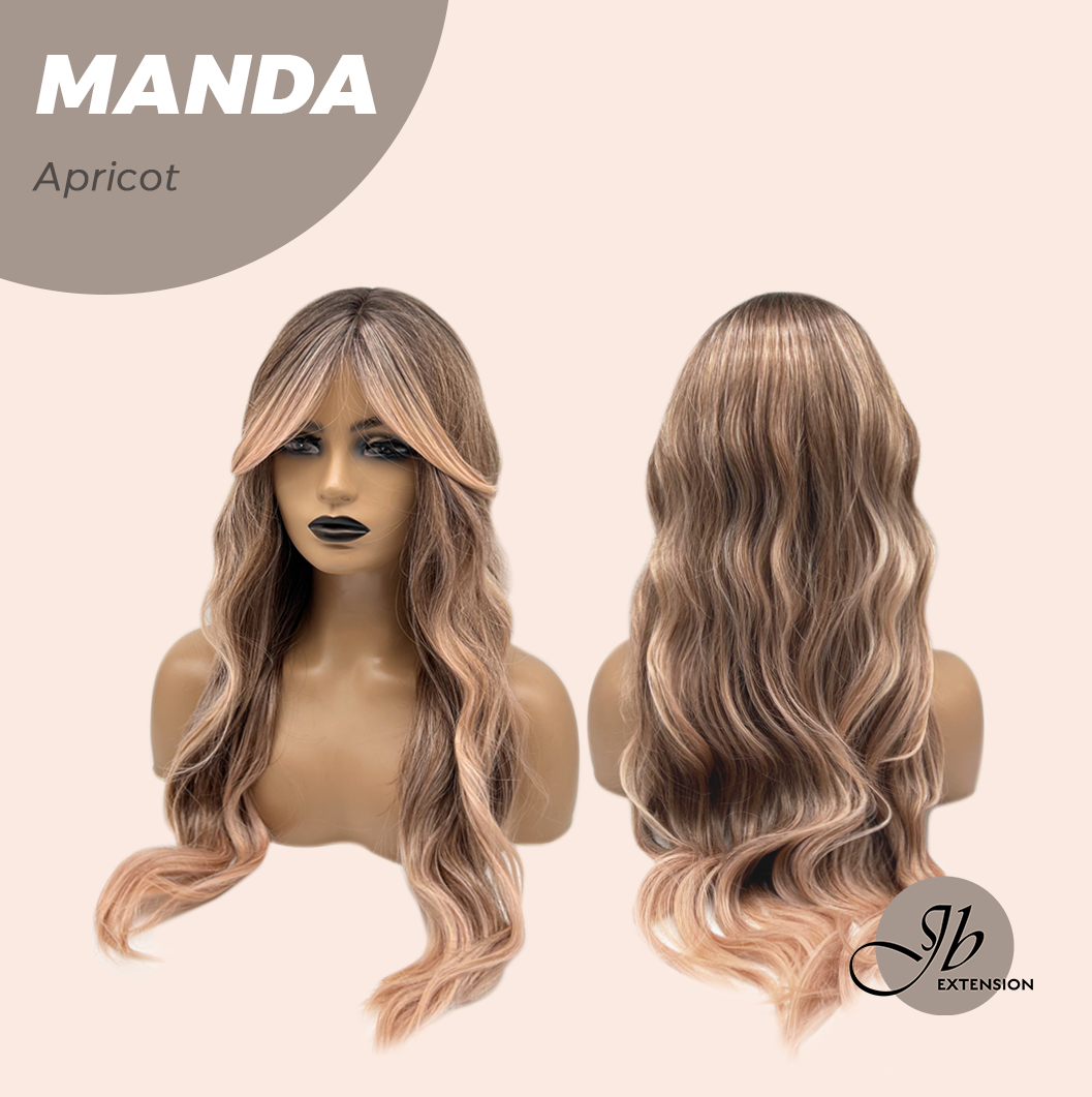 JBEXTENSION 26 Inches Long Apricot Body Wave With Bangs MANDA APRICOT