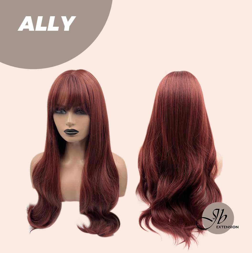 JBEXTENSION 25 Inches Red Curly Fashion Wig With Full Bangs ALLY