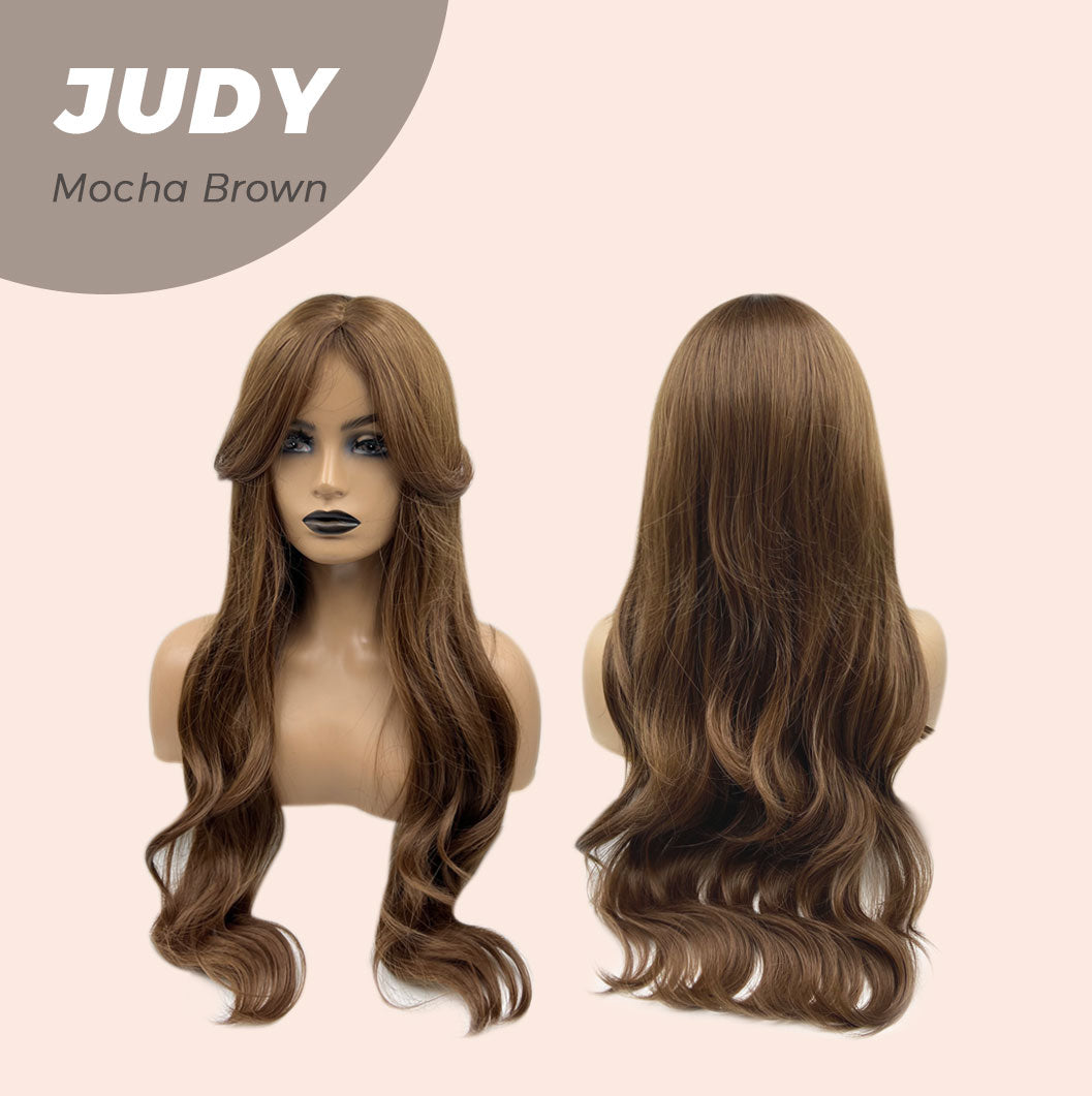 JBEXTENSION 26 Inches Long Curly Mocha Brown Wig JUDY MOCHA BROWN