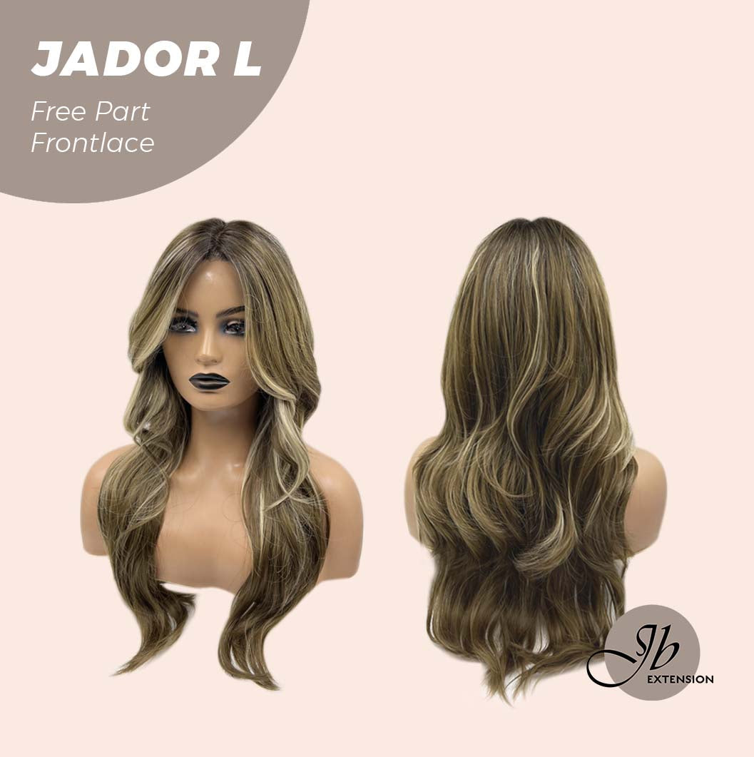 Nichole's Selection -24 Inches Blonde Highlight Curly Lace Front Wig.Pre Plucked 13*4 HD Transparent Lace Frontal Handmade Futura Fiber Swiss Lace Synthetic Fiber Pre-Cut Lace Glueless Wig JADOR L