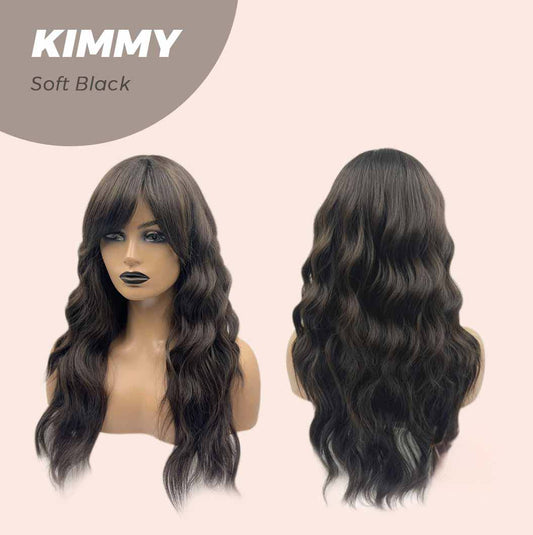 JBEXTENSION 24 Inches Soft Black Body Wave With Bangs Wig KIMMY SOFT BLACK