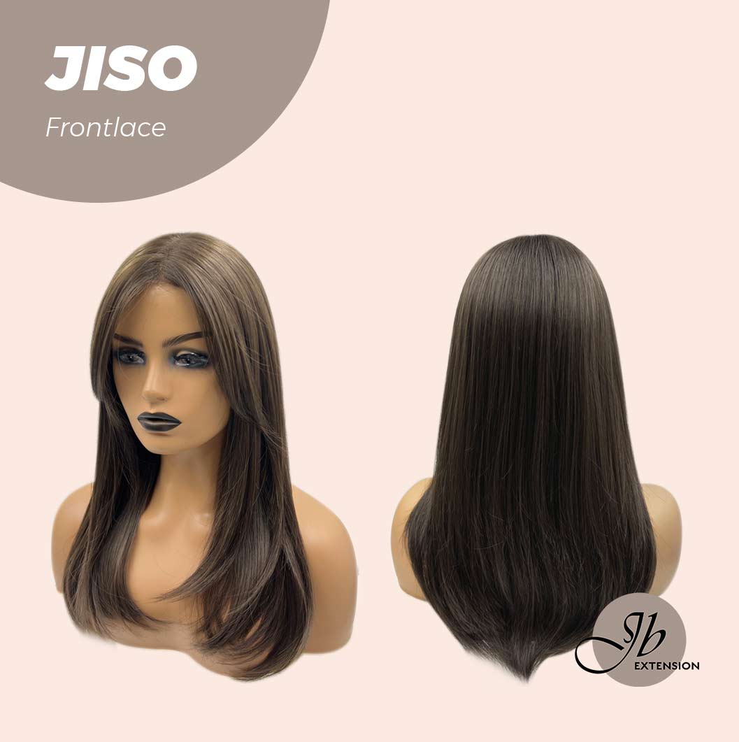 JBEXTENSION 20 Inches Nature Brown Pre-Cut Frontlace Glueless Wig With Bangs JISO