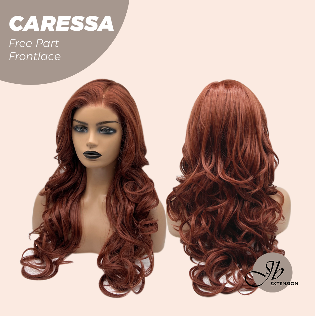 JBEXTENSION 22 Inches Copper Curly Wave 13X6 Pre-Cut Free Part Frontlae Glueless Wig CARESSA