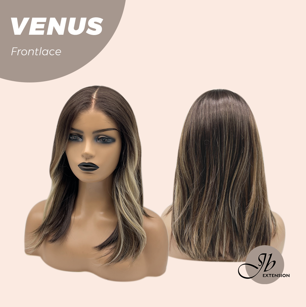 JBEXTENSION 16 Inches Mix Blonde Women Pre-Cut Frontlace Glueless Wig VENUS