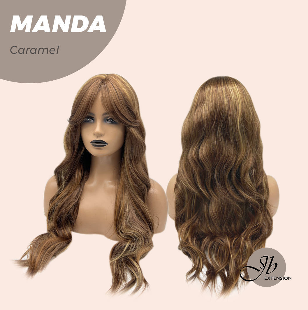 JBEXTENSION 26 Inches Long Caramel Body Wave With Bangs MANDA CARAMEL