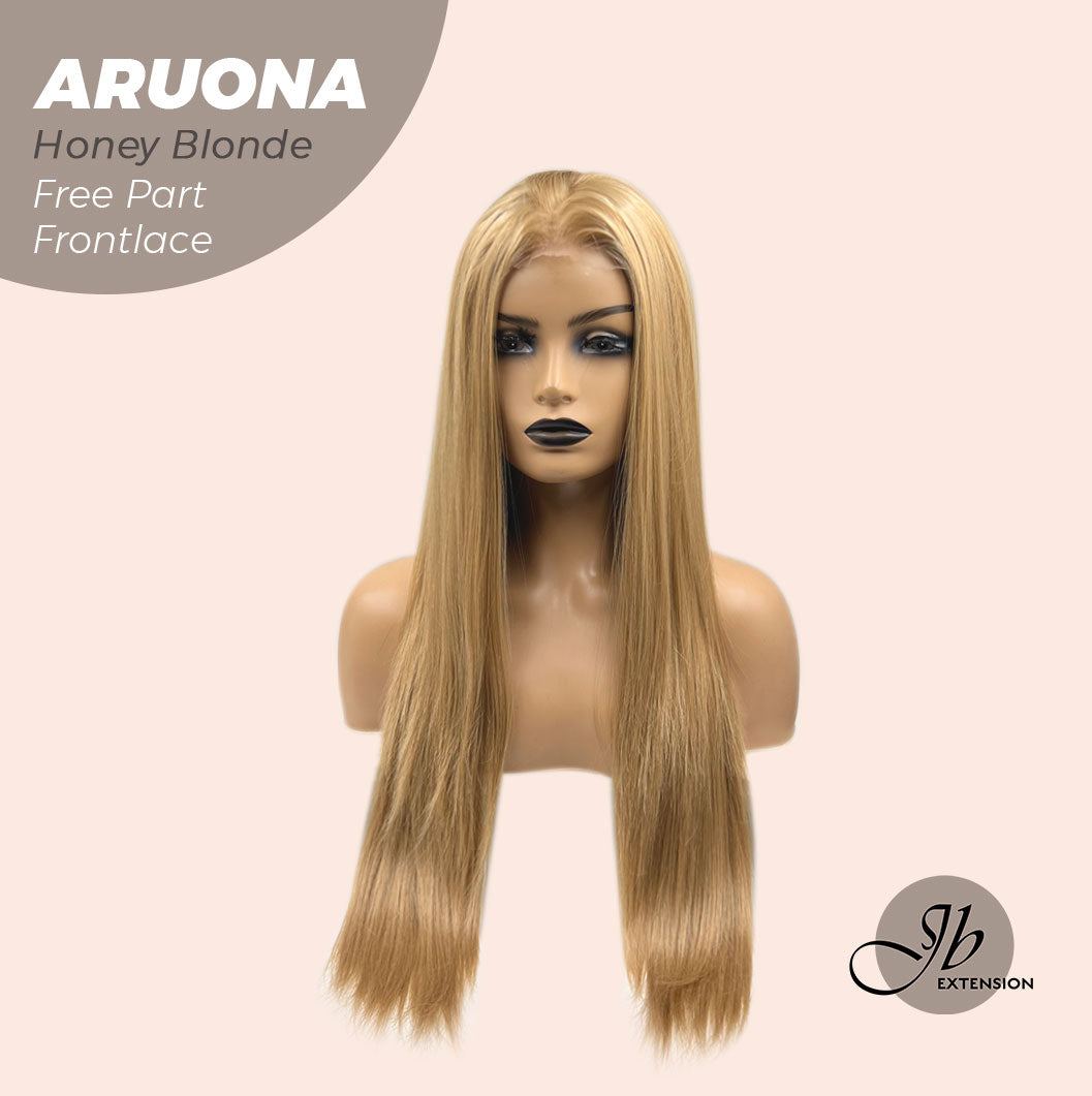 JBEXTENSION 28 Inches Honey Blonde Straight 13X3.5 Free Part Pre-Cut Frontlace Glueless Wig ARUONA HONEY BLONDE