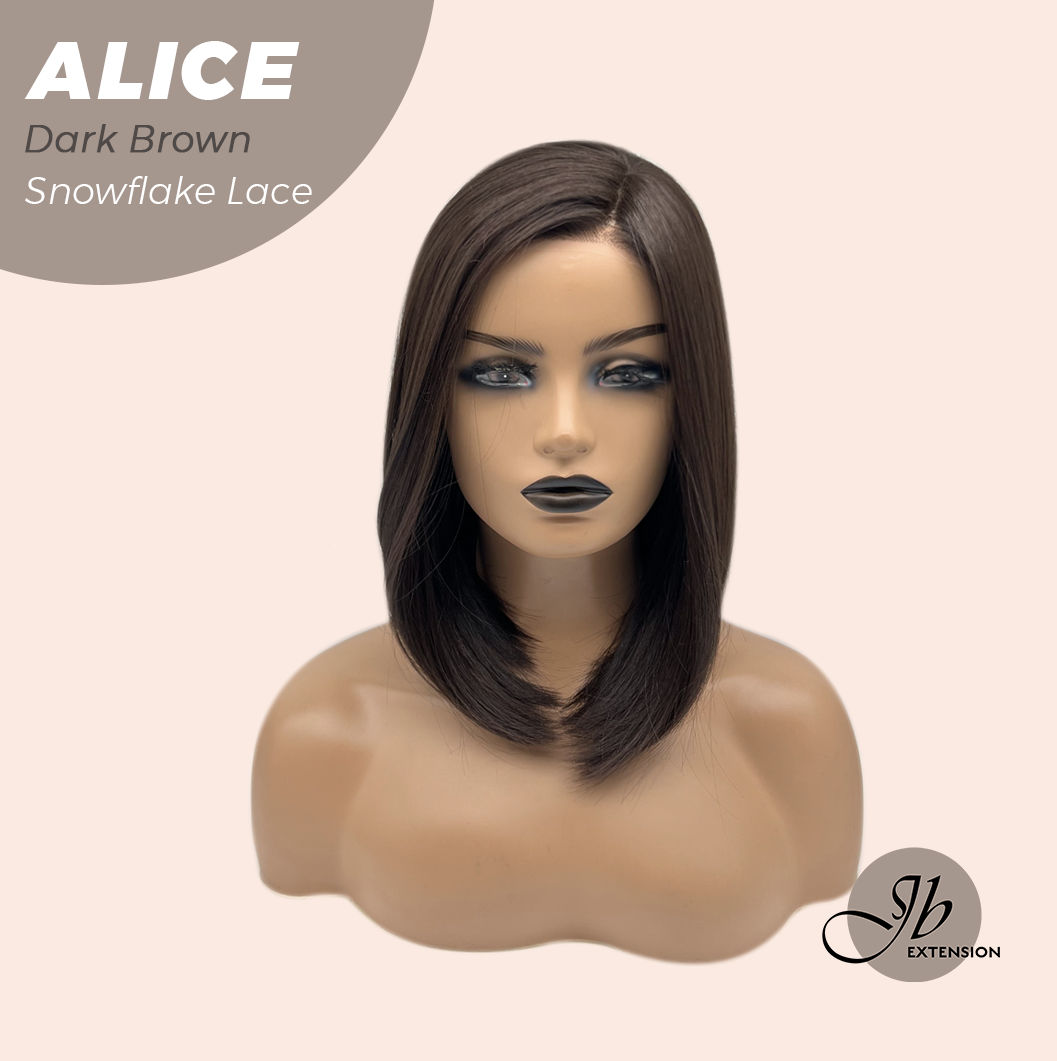 JBEXTENSION 12 Inches Dark Brown Pre-Cut Side Part Snowflake Lace Frontlace Glueless Wig ALICE DARK BROWN【BENDY EAR TABS】