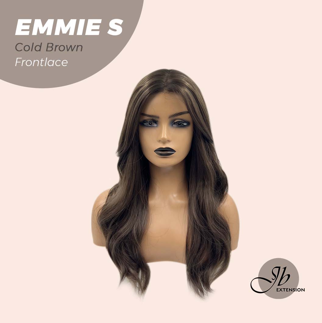 JBEXTENSION 22 Inches Curly Cold Brown Pre-Cut Frontlace Glueless Wig EMMIE S COLD BROWN