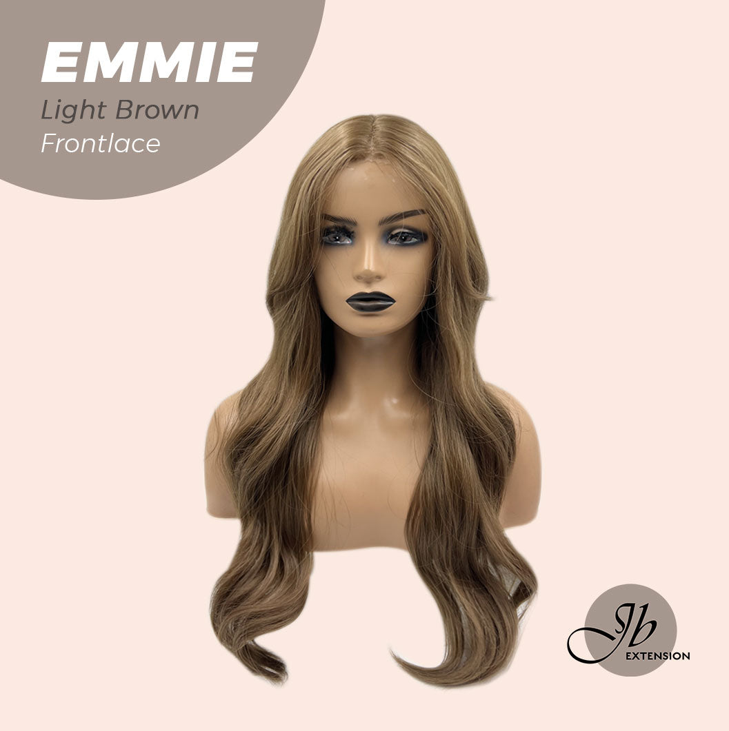 JBEXTENSION 26 Inches Curly Women Light Brown Wig Pre-Cut Frontlace Glueless Wig EMMIE LIGHT BROWN