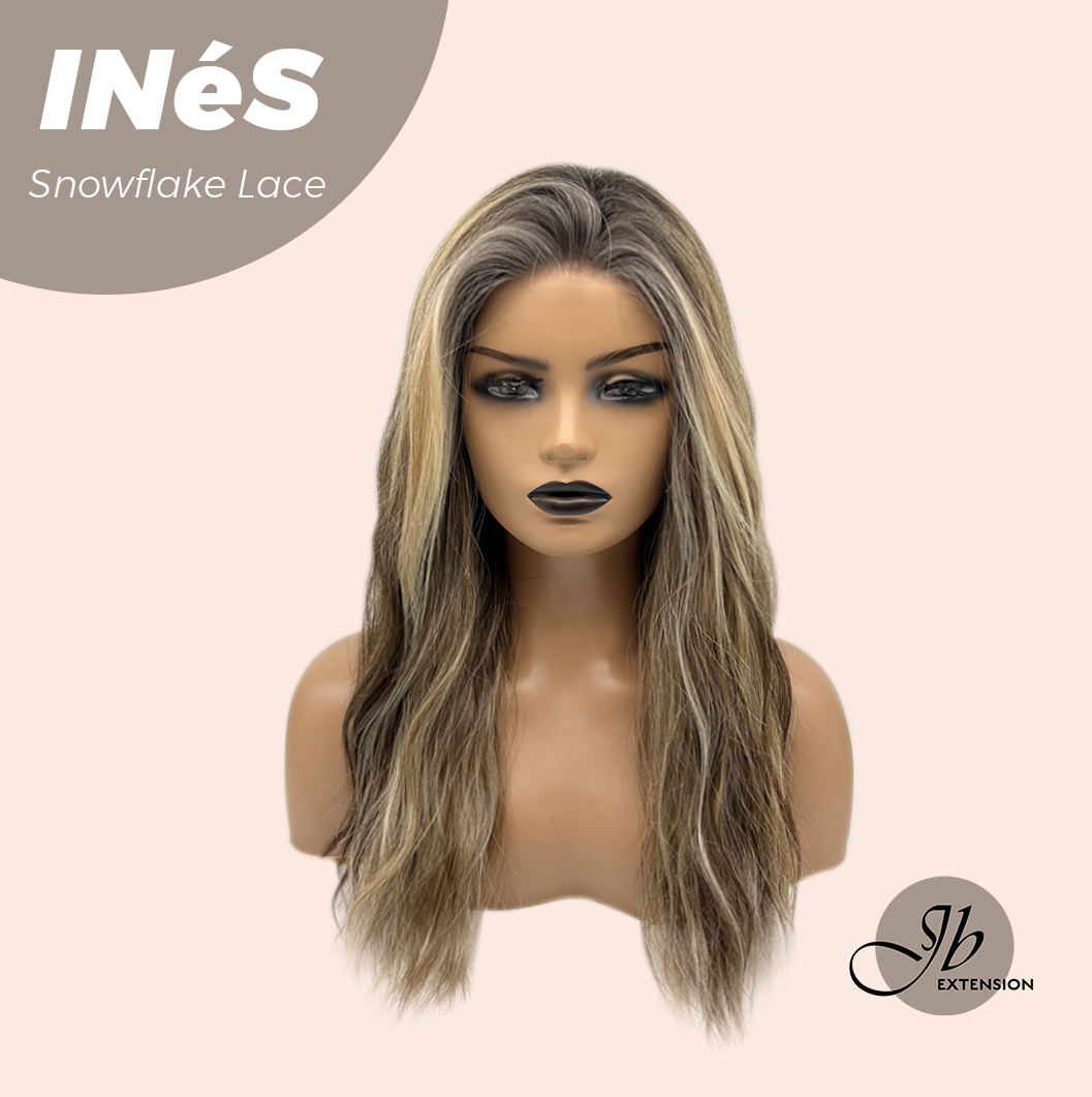 JBEXTENSION 22 Inches Mix Blonde Pre-Cut Snowflake Lace Frontlace Glueless Wig INéS SNOWFLAKE【PERMATEASE】【BENDY EAR TABS】- M/L