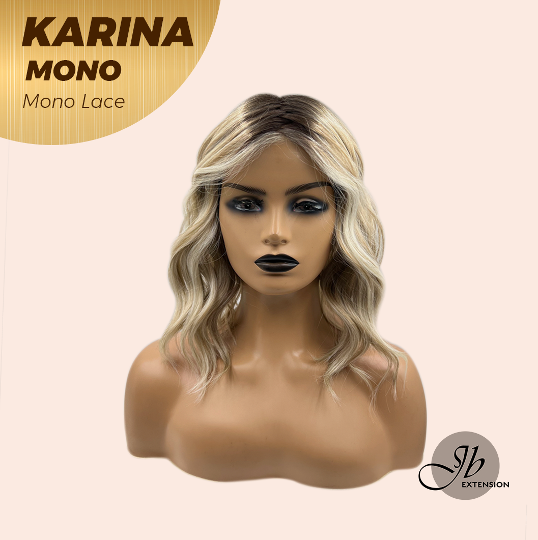 JBEXTENSION KARINA MONO Full Monofilament Handmade Full Lace Full Hand Tied Wig 14 Inches Blonde Mono Lace Handmade Futura Fiber Wig Glueless Wig KARINA MONO【BENDY EAR TABS】