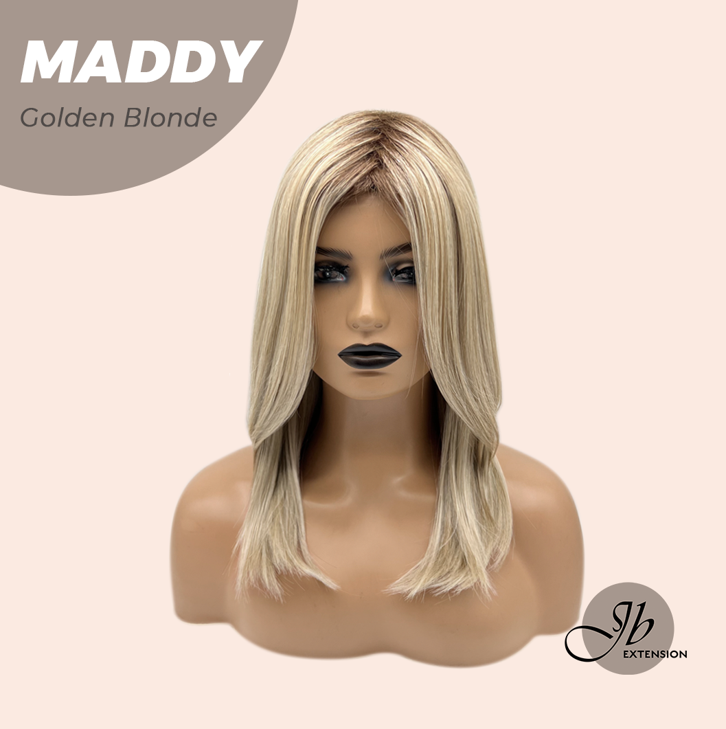 JBEXTENSION 18 Inches Golden Blonde Women Fashion Full Machine Wig MADDY GOLDEN BLONDE【PLUS PERMATEASE】【BENDY EAR TABS】