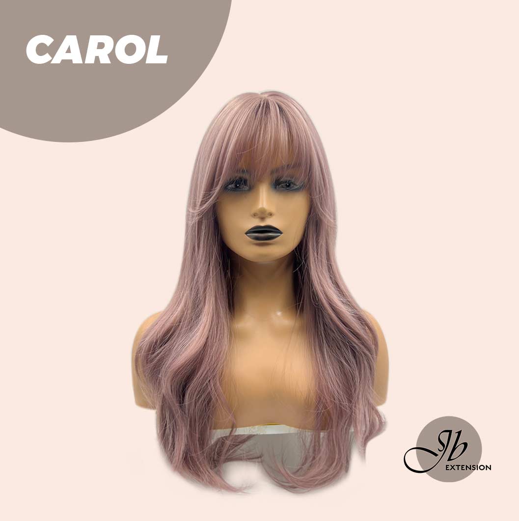 JBEXTENSION 22 Inches Smoke Pink Curly Wig With Bangs CAROL
