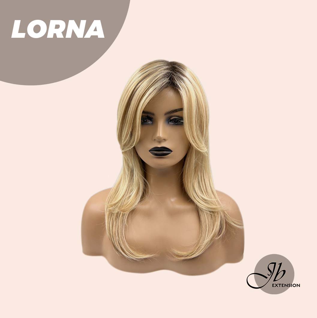 HOT OF SEASON - 18 Inches Blonde Curly Women Fashion Full Machine Wig With Bangs LORNA【PLUS PERMATEASE】【BENDY EAR TABS】