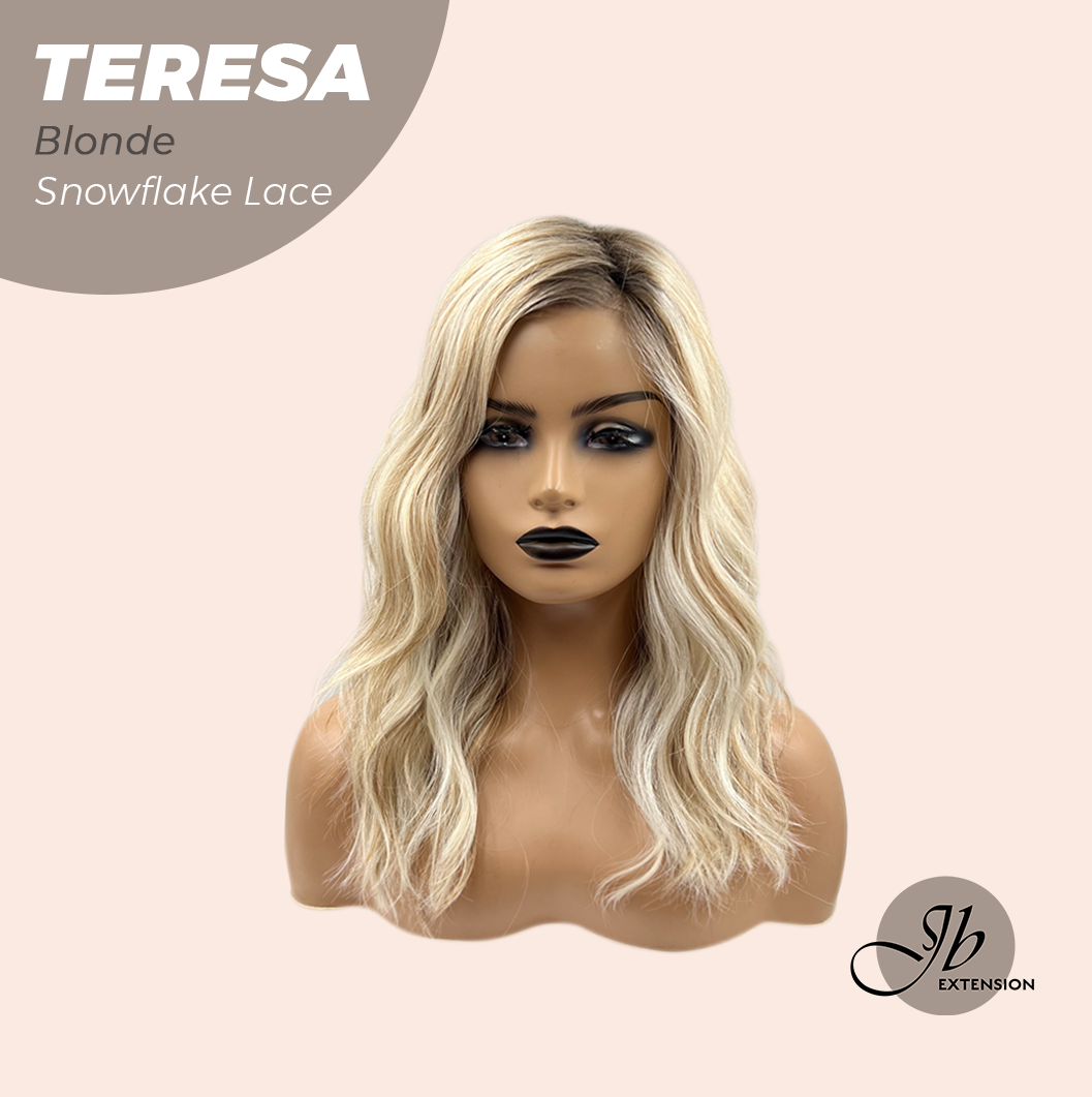 JBEXTENSION 18 Inches Mix Blonde Pre-Cut Snowflake Lace Frontlace Glueless Wig TERESA BLONDE【PERMATEASE】【BENDY EAR TABS】- M/L