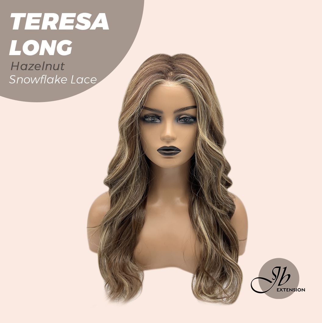 JBEXTENSION 22 Inches Long Hazelnut Pre-Cut Snowflake Lace Frontlace Glueless Wig TERESA LONG HAZELNUT【PERMATEASE】【BENDY EAR TABS】- M/L