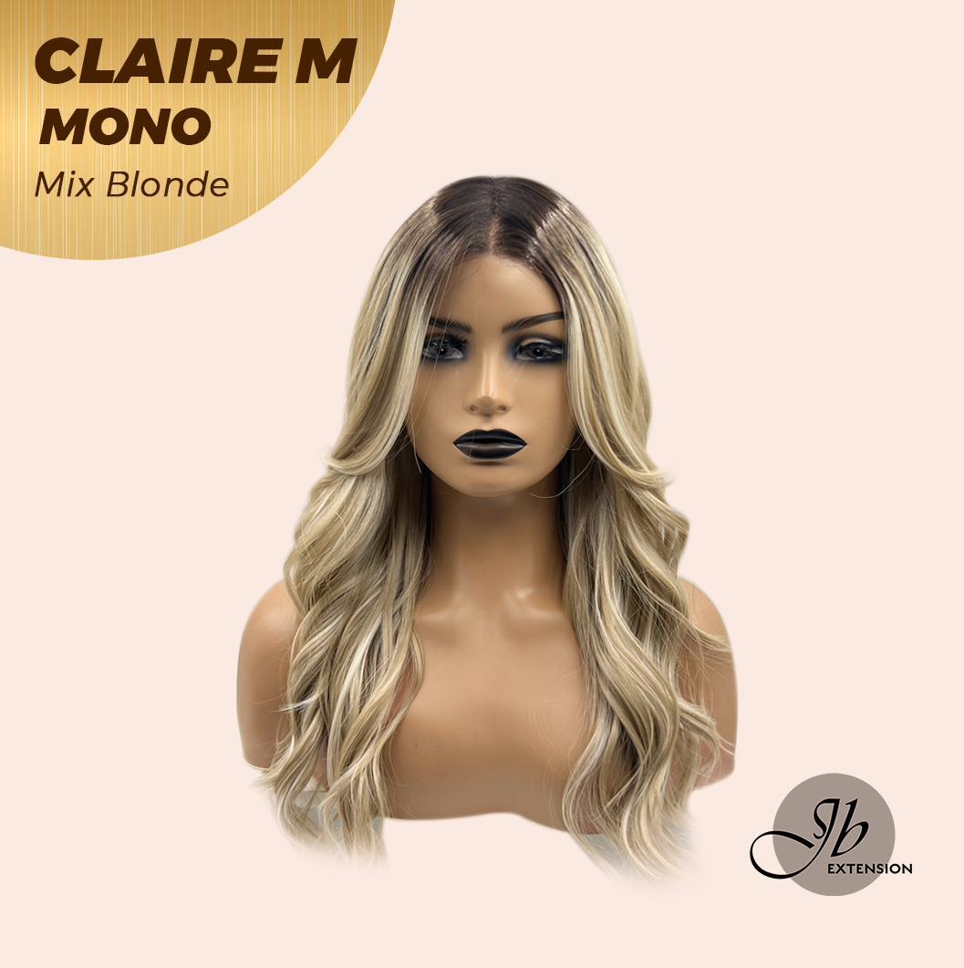 [PRE-ORDER] JBEXTENSION CLAIRE MONO MIX BLONDE Partial Monofilament Wig 22 Inches Mix Blonde Partial Mono Lace Glueless Wig CLAIRE MONO MIX BLONDE【BENDY EAR TABS】