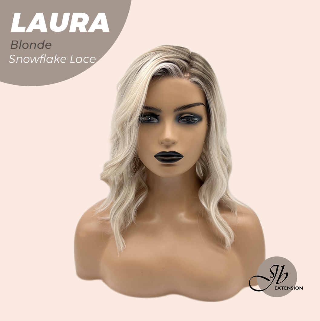 JBEXTENSION 14 Inches Blonde Pre-Cut Side Part Snowflake Lace Frontlace Glueless Wig LAURA SNOWFLAKE【BENDY EAR TABS】- M/L