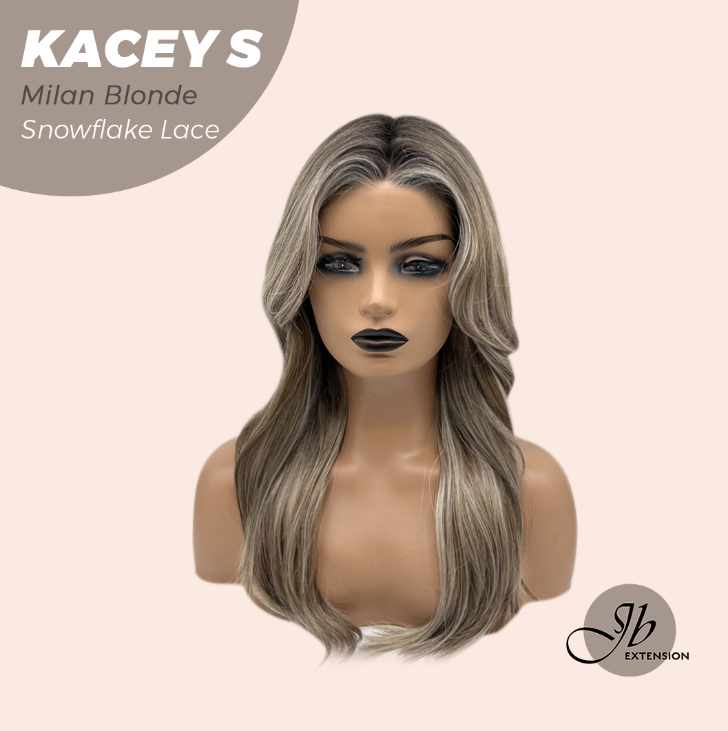 JBEXTENSION 20 Inches Milan Blonde Pre-Cut Snowflake Lace Frontlace Glueless Wig KACEY S MILAN BLONDE【PERMATEASE】【BENDY EAR TABS】